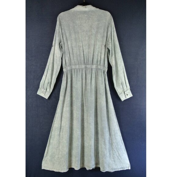 Wash Lab Denim Shirtdress In Ash Grey SIZE L#2608* - Picture 5 of 9